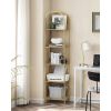 Arched Top Gold Metal Display Rack Narrow Bookcase with 5 Glass Storage Shelves