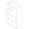 Modern Four Shelf Bookcase in Grey Oak Wood Finish
