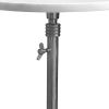 Aluminum Frame Round Side Table with Marble Top and Adjustable Height, White and Silver