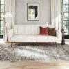 Ivory Corduroy Futon Sofa Bed with Modern Mid-Century Style Wooden Legs