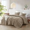 Queen size Microfiber Pleated Soft Lightweight Comforter Set Tan Khaki Taupe