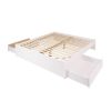 King Size 2 Drawer Storage White Wooden 4 Post Platform Bed  Frame