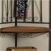 Black Metal Scrolling Corner Hall Tree Coat Rack Storage Bench