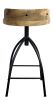 25-31 Inch Industrial Style Counter Height Stool with Adjustable Swivel Seat, Brown, Black