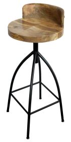 30-35 Inch Industrial Style Adjustable Swivel Bar Stool With Backrest