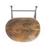 28 Inch Bar Stool with Mango Wood Saddle Seat, Iron Rod Legs, Brown and Black