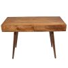45 Inch Home Office Desk with 2 Drawers, Mango Wood, Cherry Brown