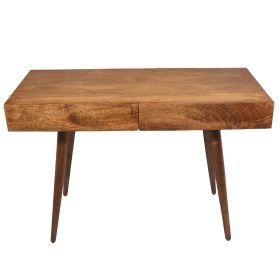 45 Inch Home Office Desk with 2 Drawers, Mango Wood, Cherry Brown