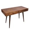 45 Inch Home Office Desk with 2 Drawers, Mango Wood, Cherry Brown