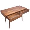 45 Inch Home Office Desk with 2 Drawers, Mango Wood, Cherry Brown