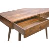 45 Inch Home Office Desk with 2 Drawers, Mango Wood, Cherry Brown