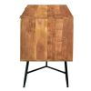 Roomy Wooden Media Console with Slanted Metal Base, Brown and Black
