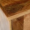 55 Inch Mango Wood TV Stand with 2 Open Compartments, Brown and Black