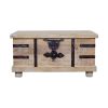 Farmhouse Mango Wood Lift Top Storage Coffee Table with Metal Inlays, Brown and Black