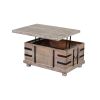 Farmhouse Mango Wood Lift Top Storage Coffee Table with Metal Inlays, Brown and Black