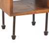 22 Inch Industrial Style Cube Shape Wooden Nightstand with Rough Sawn Texture,Brown