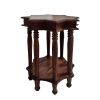22 Inch French Design Handcrafted Mango Wood Side Table with Star Shape, Brown