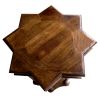 22 Inch French Design Handcrafted Mango Wood Side Table with Star Shape, Brown