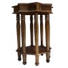 22 Inch French Design Handcrafted Mango Wood Side Table with Star Shape, Brown