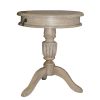 21 Inch Handcrafted Mango Wood Side Table with Drawer, Classic Pedestal Base and Round Top, Rustic Gray