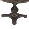42 Inch Handcrafted Round Mango Wood Dining Table, Subtle Rivet Accents, Turned Pedestal Base, Dark Brown