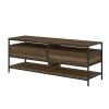 58 Inch Wood and Metal Entertainmnet TV Stand with 2 Drawers, Brown and Black