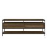 58 Inch Wood and Metal Entertainmnet TV Stand with 2 Drawers, Brown and Black
