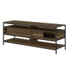 58 Inch Wood and Metal Entertainmnet TV Stand with 2 Drawers, Brown and Black