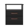 Wooden End Side Table Nightstand with 2 Drawers and 1 Open Compartment, Black