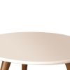 24 Inch Round Wooden Coffee Table with Splayed Legs, White and Brown