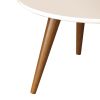 24 Inch Round Wooden Coffee Table with Splayed Legs, White and Brown