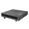 Square Mango Wood Coffee Table with Casters and Open Storage Compartment, Grey