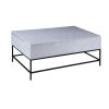 45 Inch Rectangular Mango Wood Coffee Table, Lift Top Storage, Iron Frame, White, Black