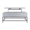 45 Inch Rectangular Mango Wood Coffee Table, Lift Top Storage, Iron Frame, White, Black