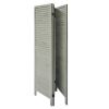 67 Inch Paulownia Wood Panel Divider Screen, Shutter Design, 3 Panels, Distressed Gray