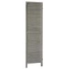 67 Inch Paulownia Wood Panel Divider Screen, Shutter Design, 3 Panels, Distressed Gray