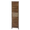 67 Inch Paulownia Wood Panel Divider Screen, Shutter Design, 3 Panels, Distressed Brown