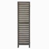 67 Inch Paulownia Wood Panel Divider Screen, Shutter Design, 3 Panels, Gray Stripes