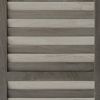 67 Inch Paulownia Wood Panel Divider Screen, Shutter Design, 3 Panels, Gray Stripes