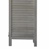 67 Inch Paulownia Wood Panel Divider Screen, Ornate Scrolled Shutter Design, 3 Panels, Washed White