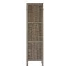 67 Inch Paulownia Wood 4 Panel Divider Screen, Woven Willow Design, Light Brown