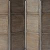 67 Inch Paulownia Wood Panel Divider Screen, Grain Details, Handcrafted, Rustic Brown