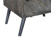 Shon 26 Inch Chevron Pattern Wood Bedside Nightstand, 1 Cabinet Door, 1 Drawer, Distressed Gray