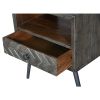 Shon 25 Inch Raised Top Wood End Side Table Nightstand with USB, Power Outlet, Distressed Gray