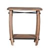 Ken 25 Inch Retro Rectangular Live Edge Acacia Wood Side End Accent Table with Bottom Shelf, Natural Brown