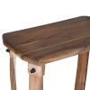 Ken 25 Inch Retro Rectangular Live Edge Acacia Wood Side End Accent Table with Bottom Shelf, Natural Brown