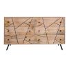 Jae 58 Inch Modern Industrial Mango Wood Dresser, 6 Drawers, Metal Frame, Brown and Black
