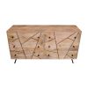 Jae 58 Inch Modern Industrial Mango Wood Dresser, 6 Drawers, Metal Frame, Brown and Black