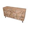 Jae 58 Inch Modern Industrial Mango Wood Dresser, 6 Drawers, Metal Frame, Brown and Black