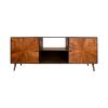 Jag 65 Inch Mango Wood TV Media Entertainment Center, 2 Doors, Brown